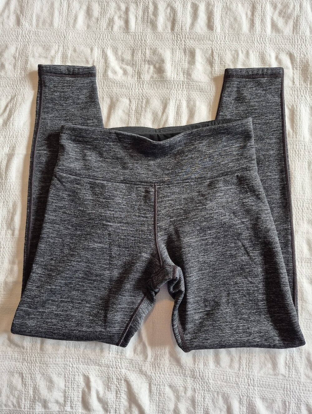 Athleta Altitude Tight Women's Medium Tall gray black heather fleece lined VGUC - Picture 2 of 7